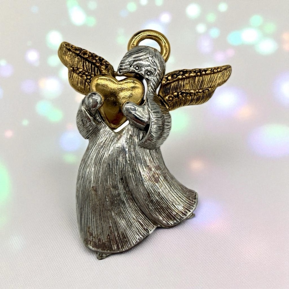 Vintage Liz Claiborne Two Tone Angel Brooch - Signed LC